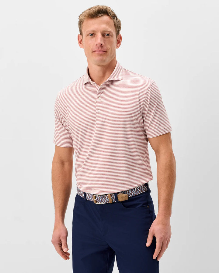 Johnnie-O Seymour Striped Polo: Racing Red