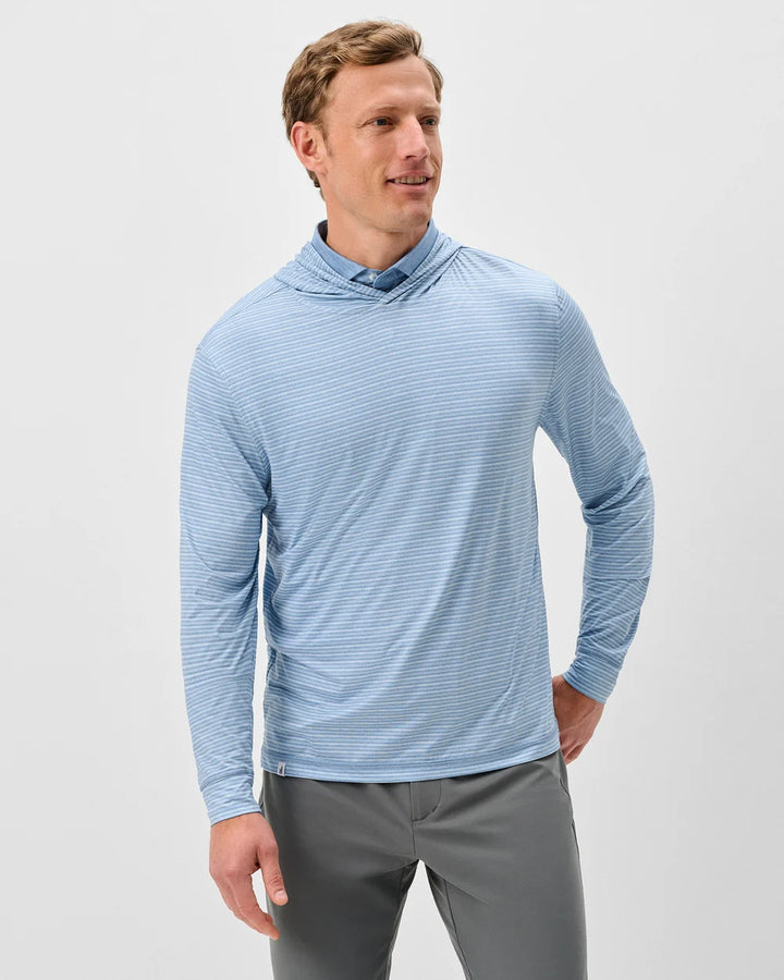 Johnnie-O Talon Featherweight Performance Stripe Hoodie: Carbon Fiber