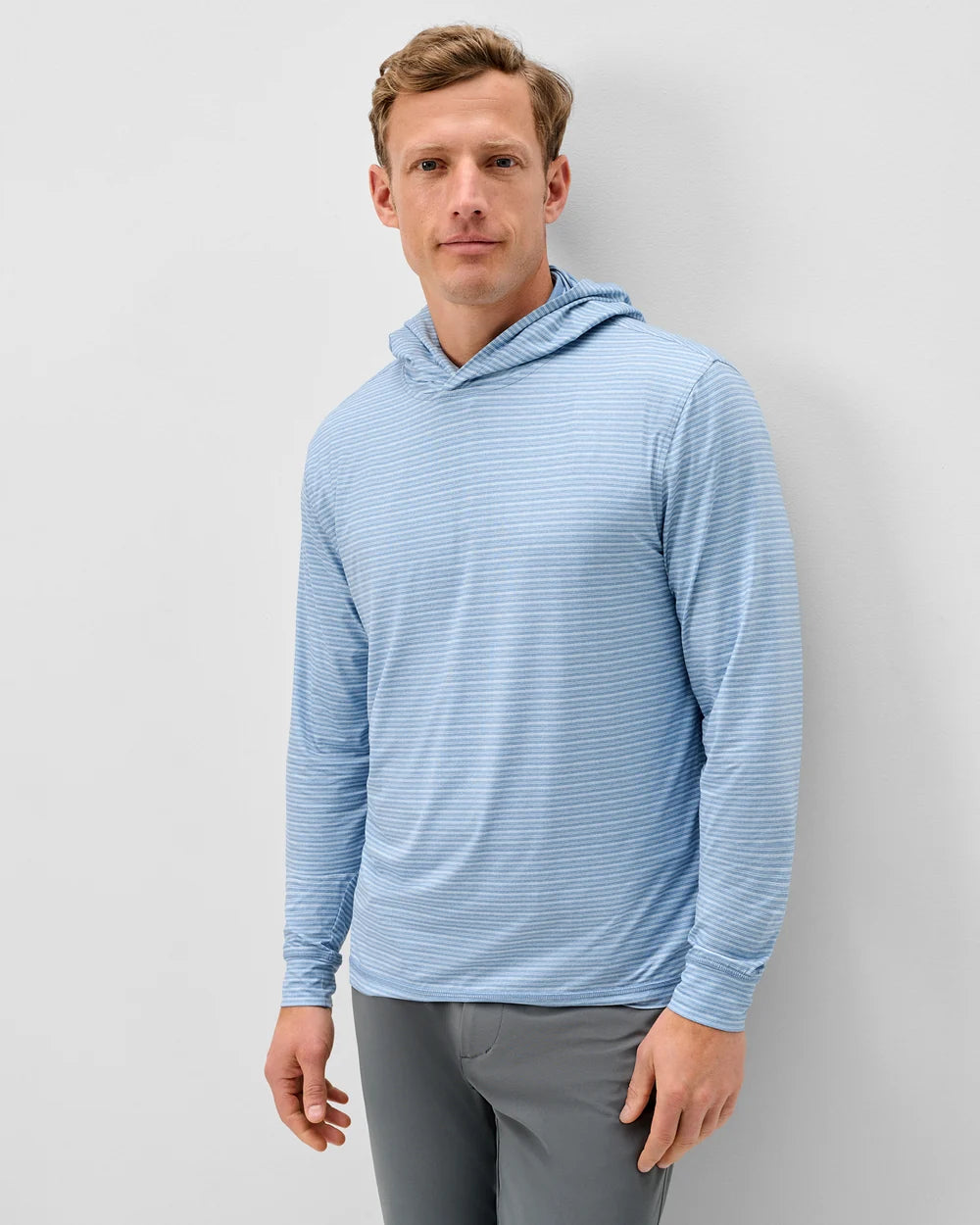 Johnnie-O Talon Featherweight Performance Stripe Hoodie: Carbon Fiber