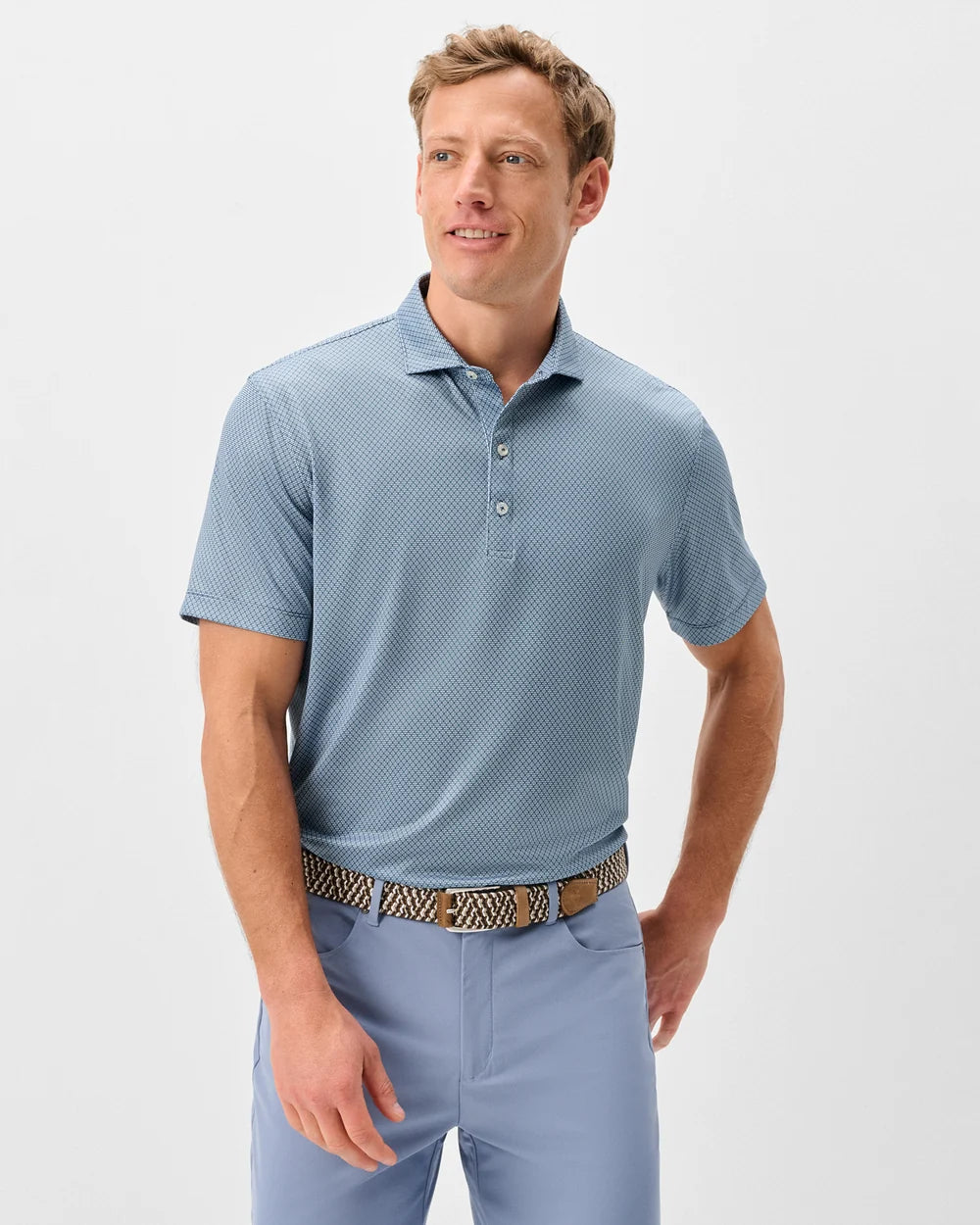Johnnie-O Performance Jersey Polo: Tile Neat: Black