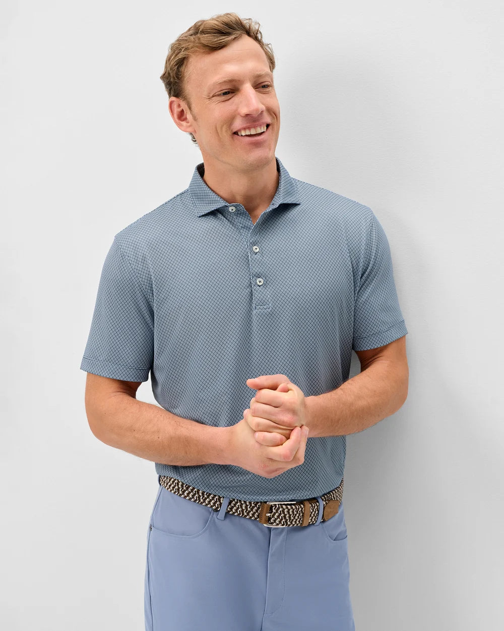 Johnnie-O Performance Jersey Polo: Tile Neat: Black