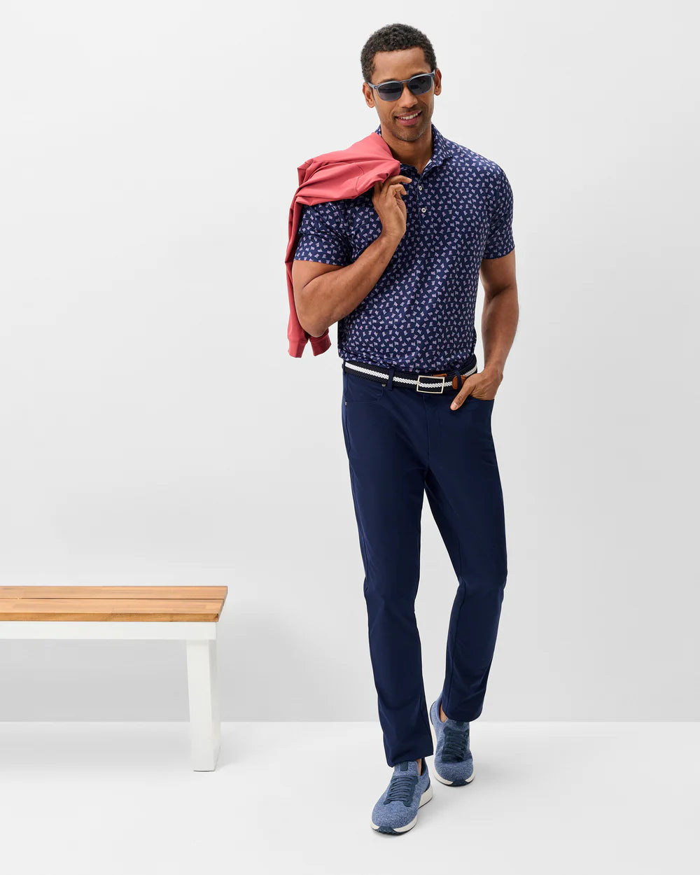 Johnnie-O Performance Jersey Polo - USA: Navy