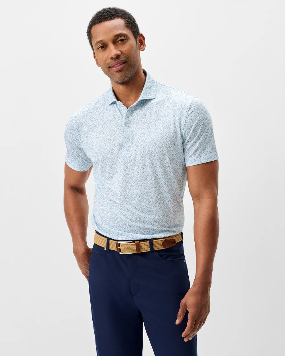 Johnnie-O Performance Jersey Polo: Watercolors: Carbon Fiber