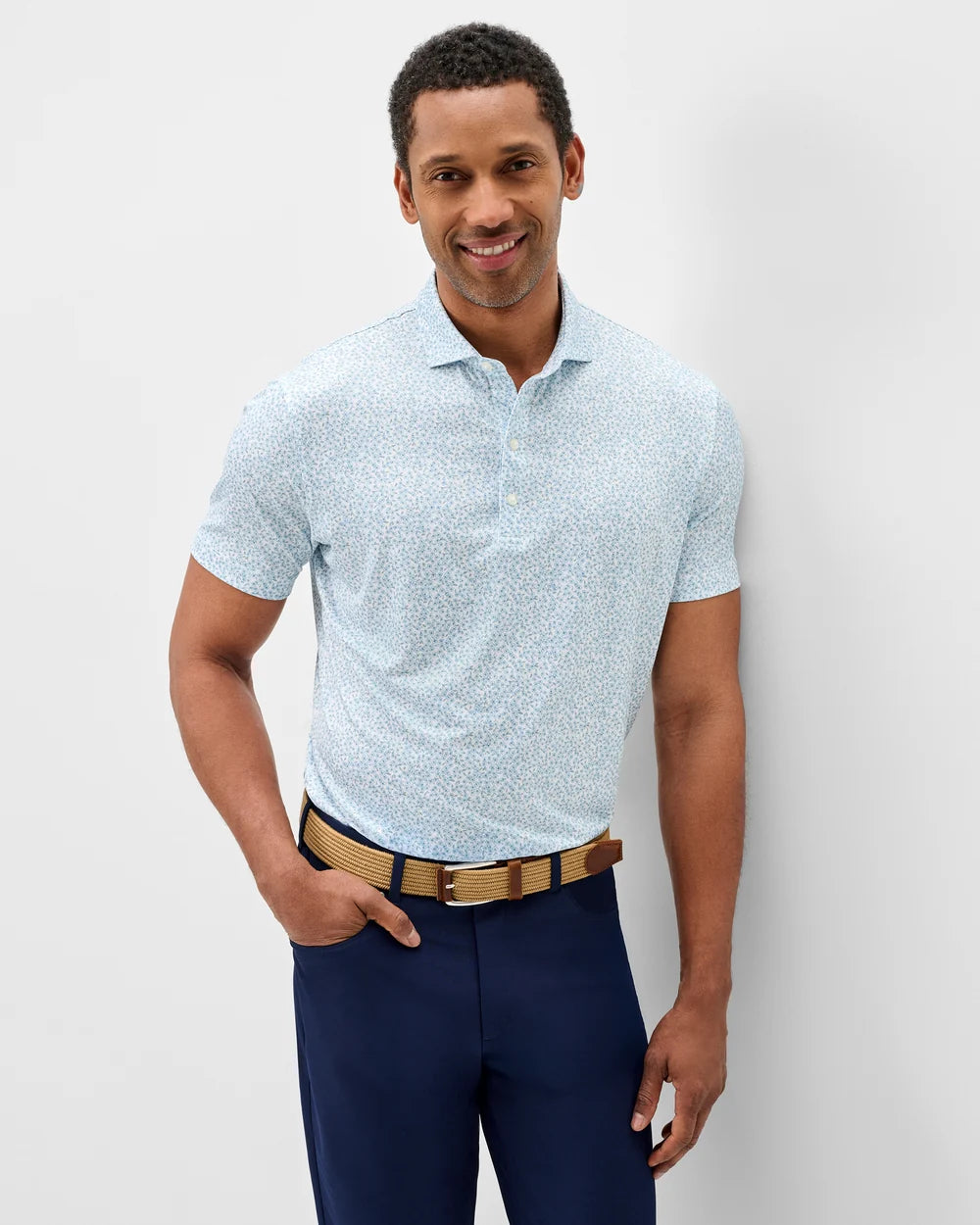 Johnnie-O Performance Jersey Polo: Watercolors: Carbon Fiber