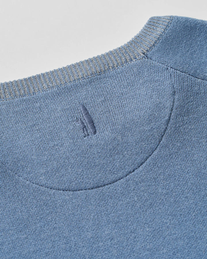 Johnnie-O Plaited Crewneck Sweater: Club Blue