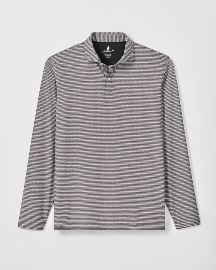 Johnnie-O Performance Featherweight Long Sleeve Polo - Track Stripe: Black