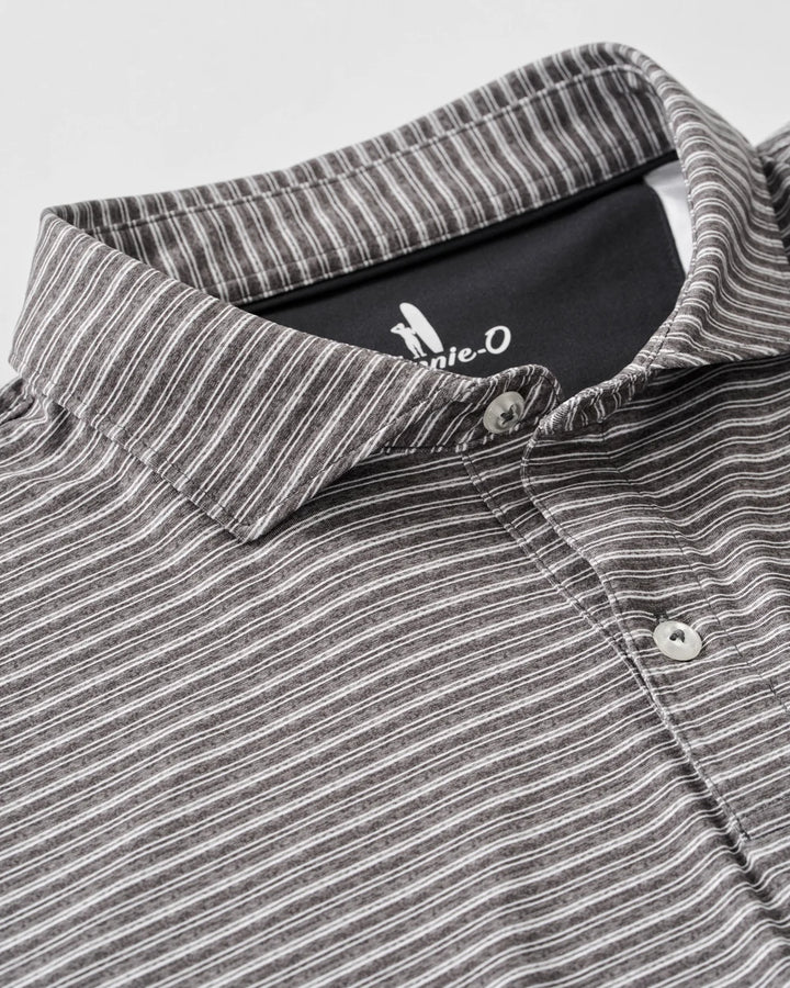 Johnnie-O Performance Featherweight Long Sleeve Polo - Track Stripe: Black