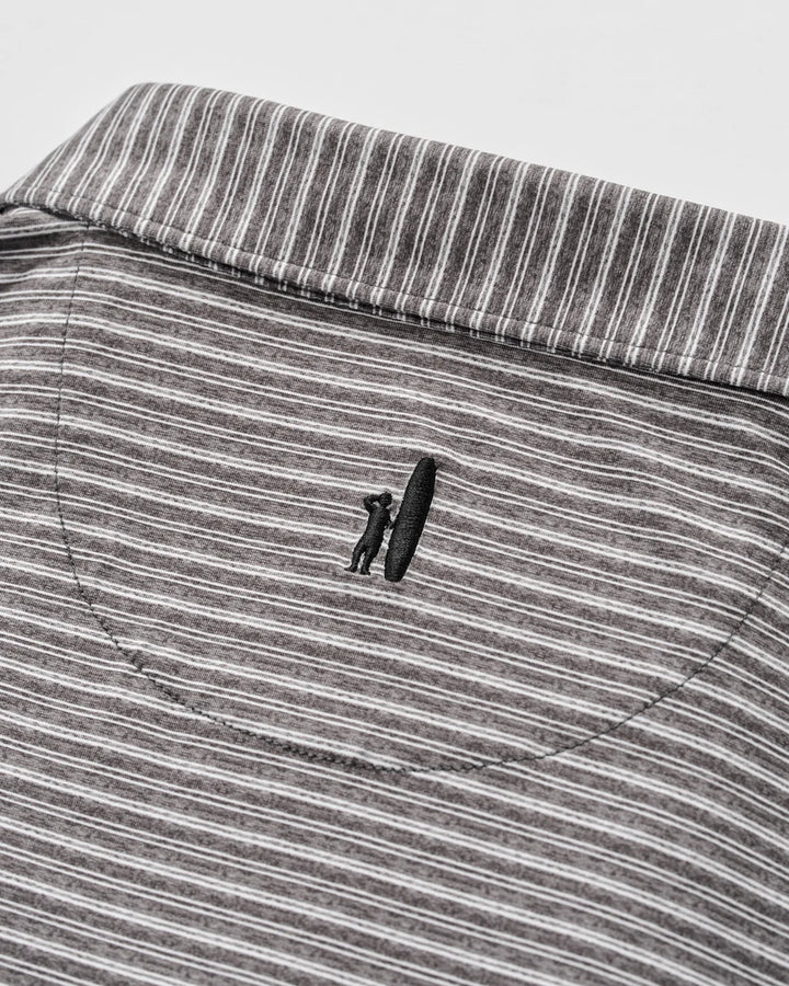 Johnnie-O Performance Featherweight Long Sleeve Polo - Track Stripe: Black