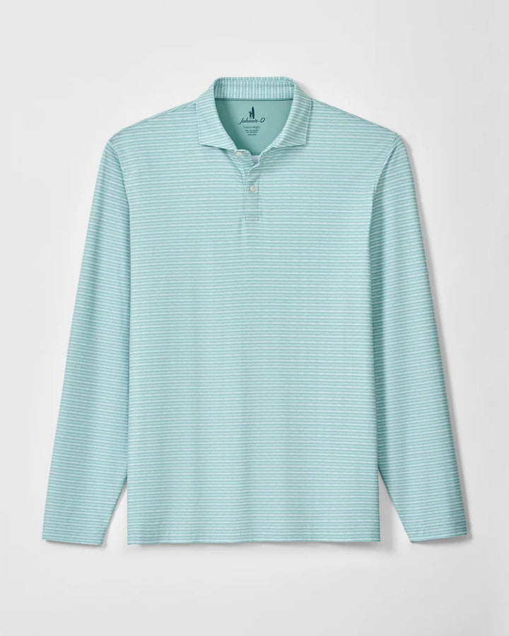 Johnnie-O Performance Featherweight Long Sleeve Polo: Track Stripe: Sublime