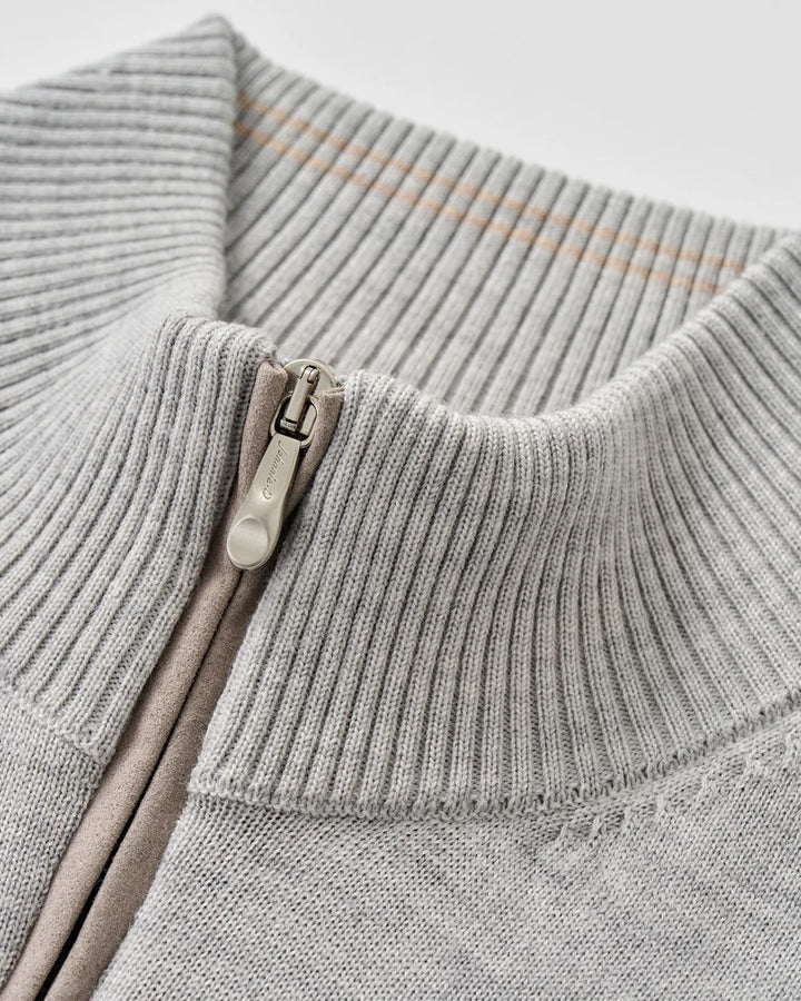 Johnnie-O Raynor Merino 1/4 Zip Sweater: Light Gray