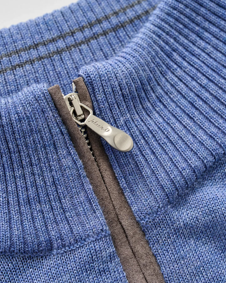Johnnie-O Raynor Merino 1/4 Zip Sweater: Mid Blue