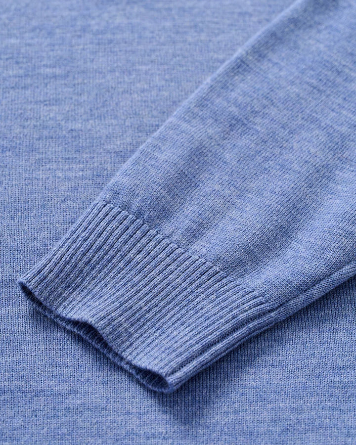 Johnnie-O Raynor Merino 1/4 Zip Sweater: Mid Blue