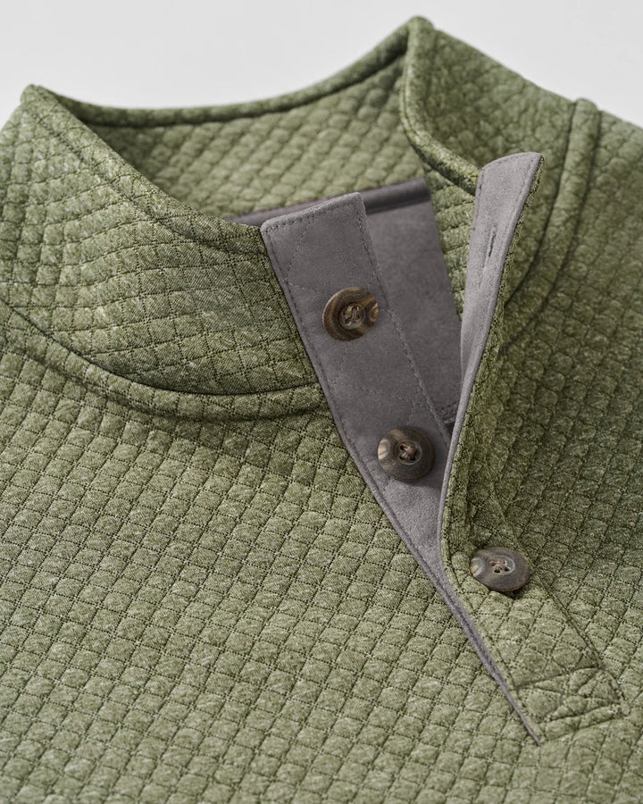 Johnnie-O Rockwells Diamond-Quilted Henley Pullover: Forest