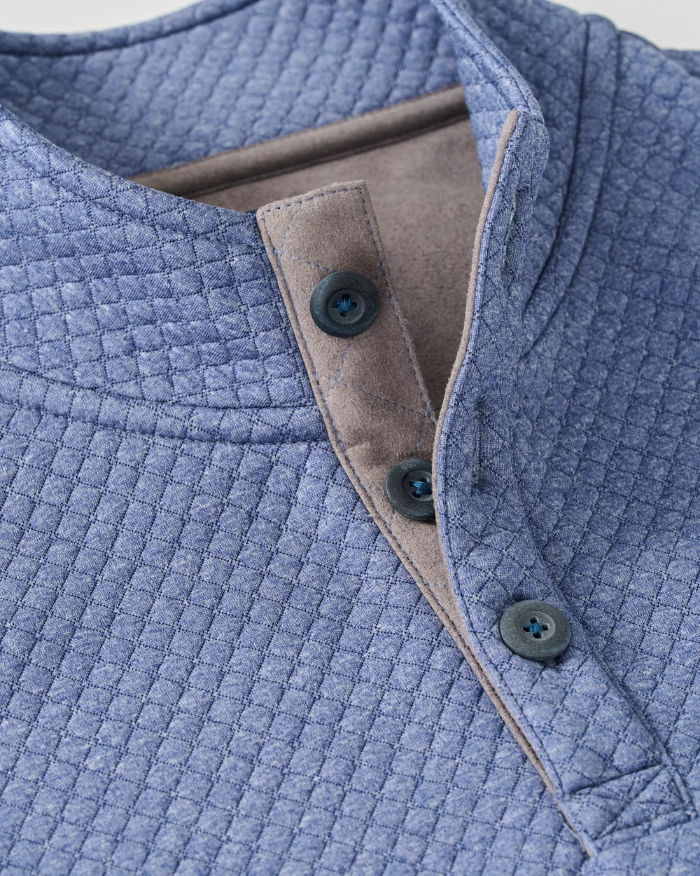 Johnnie-O Rockwells Diamond-Quilted Henley Pullover: Laguna Blue