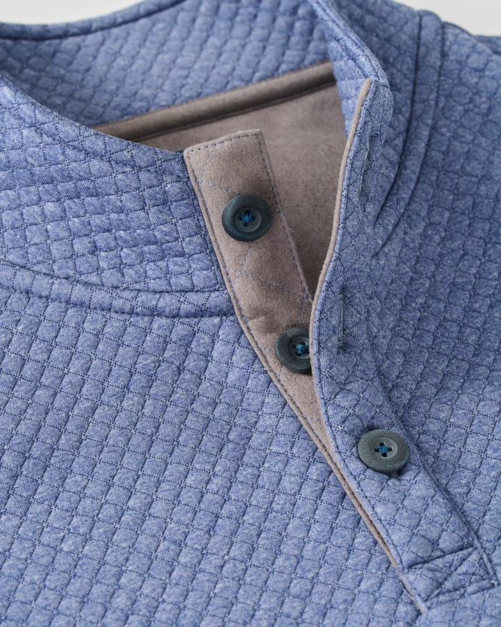 Johnnie-O Rockwells Diamond-Quilted Henley Pullover: Laguna Blue