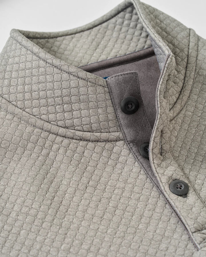 Johnnie-O Rockwells Diamond-Quilted Henley Pullover: Smoke