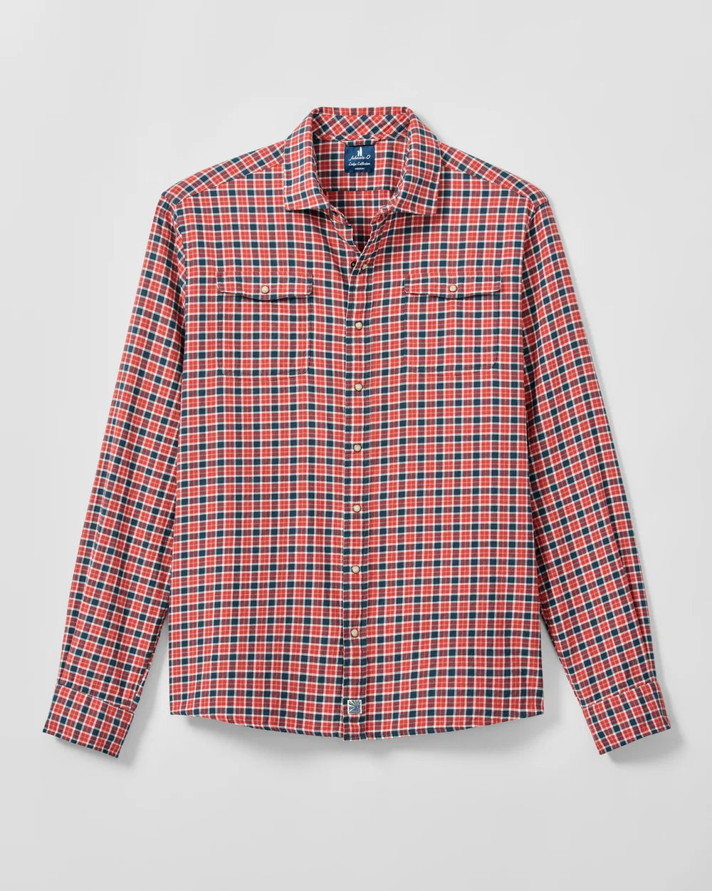 Johnnie-O Snap Button Down Check: Malibu Red