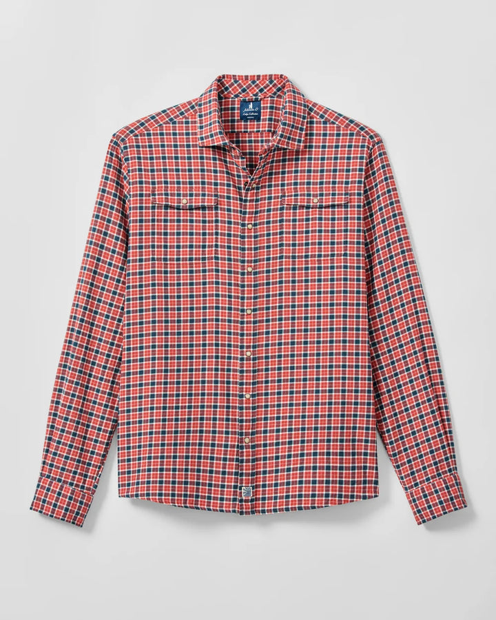 Johnnie-O Snap Button Down Check: Malibu Red