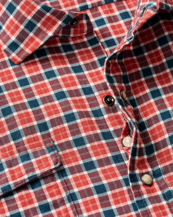 Johnnie-O Snap Button Down Check: Malibu Red