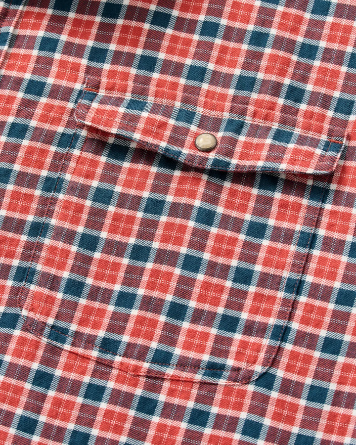Johnnie-O Snap Button Down Check: Malibu Red