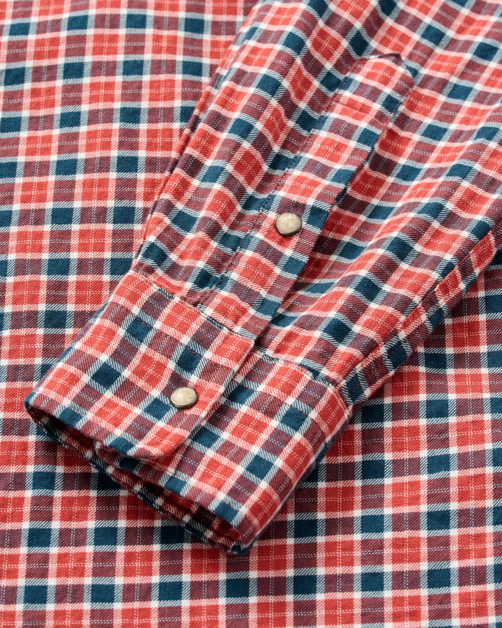 Johnnie-O Snap Button Down Check: Malibu Red