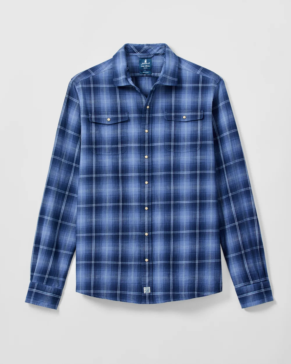 Johnnie-O Snap Button Down: Indigo Plaid