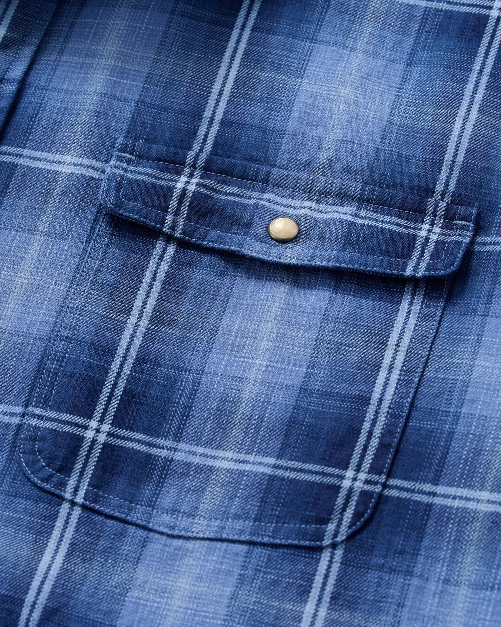 Johnnie-O Snap Button Down: Indigo Plaid