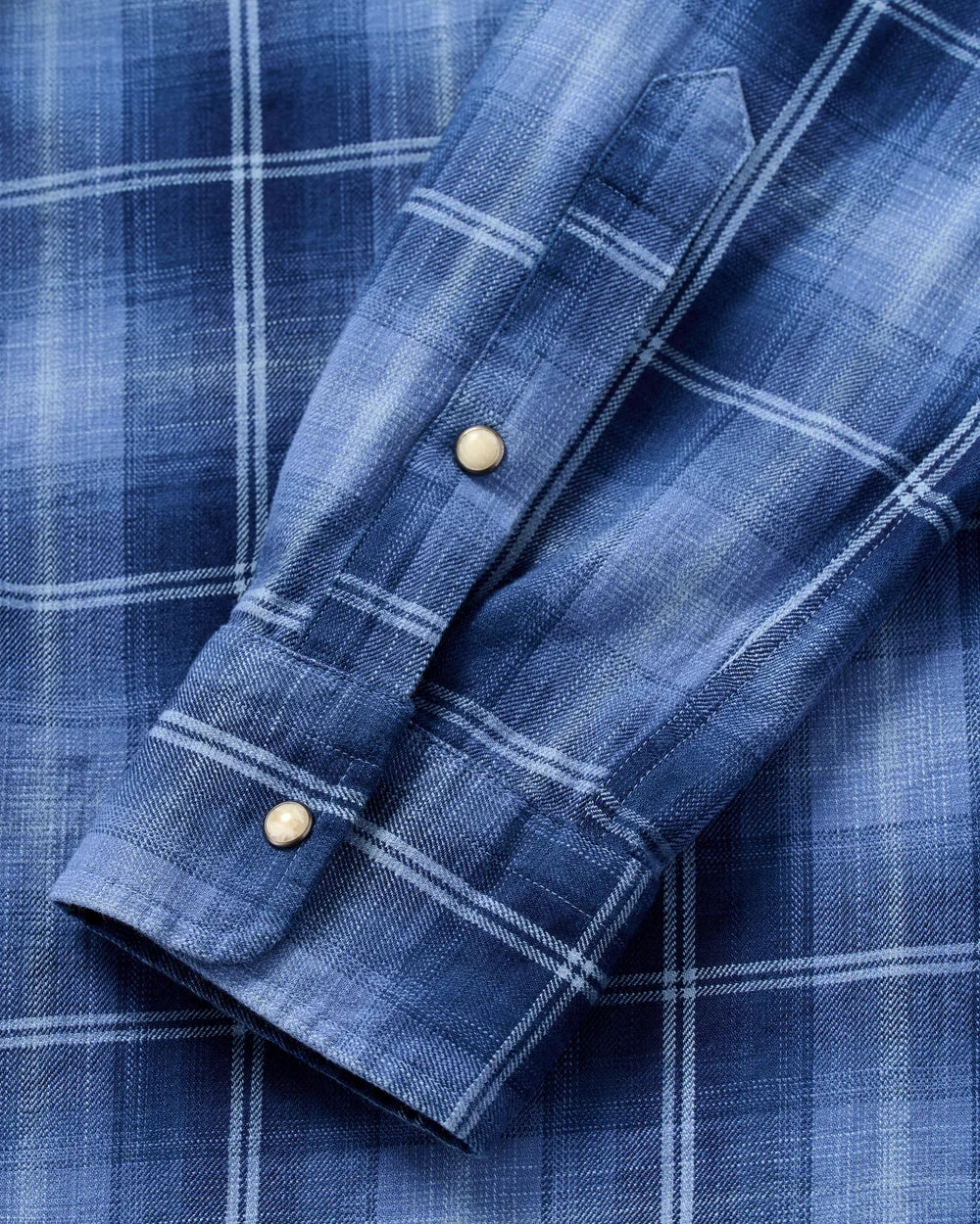 Johnnie-O Snap Button Down: Indigo Plaid