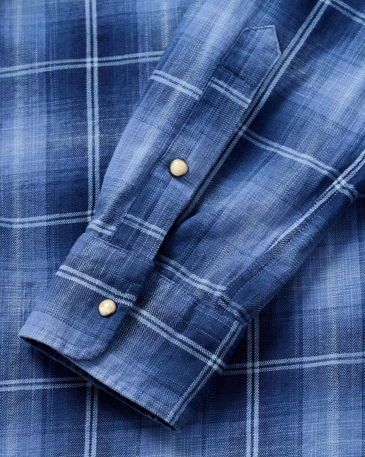Johnnie-O Snap Button Down: Indigo Plaid