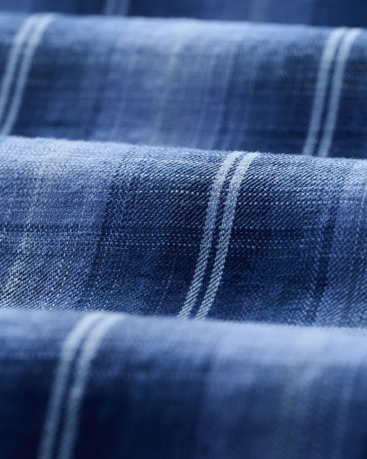 Johnnie-O Snap Button Down: Indigo Plaid