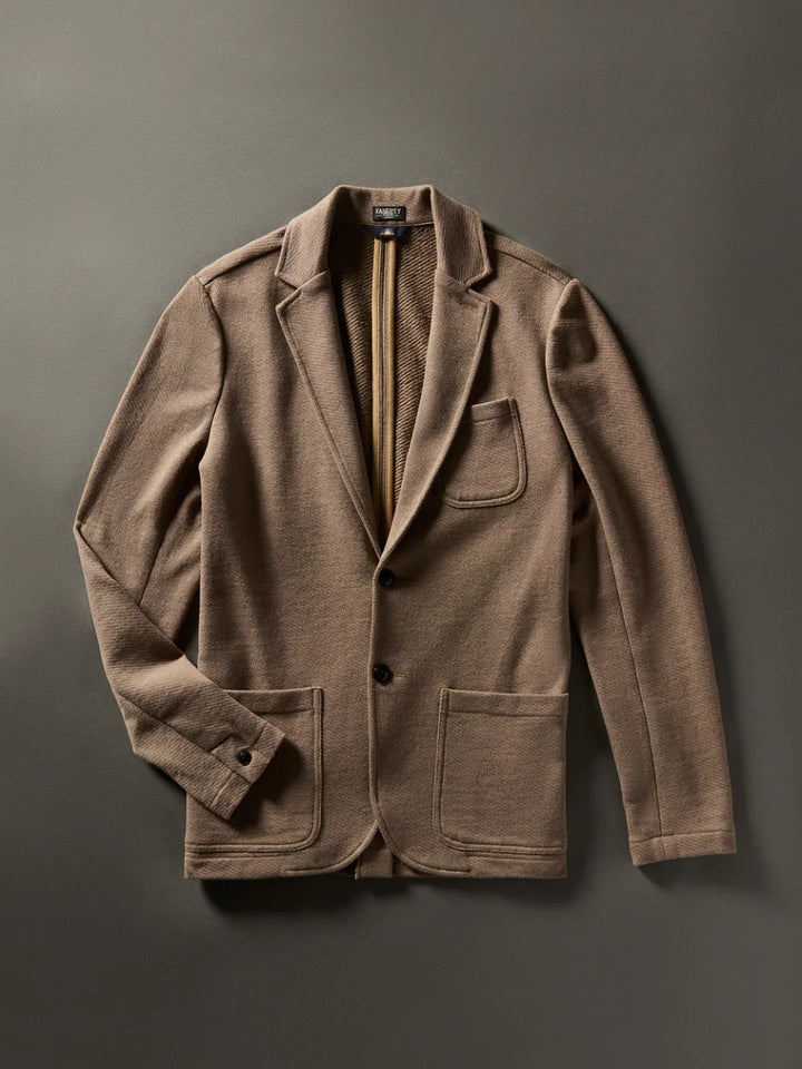 Faherty Inlet Knit Blazer: Walnut Melange