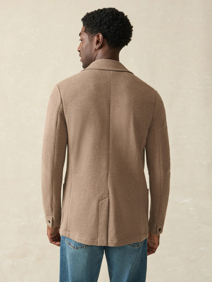 Faherty Inlet Knit Blazer: Walnut Melange
