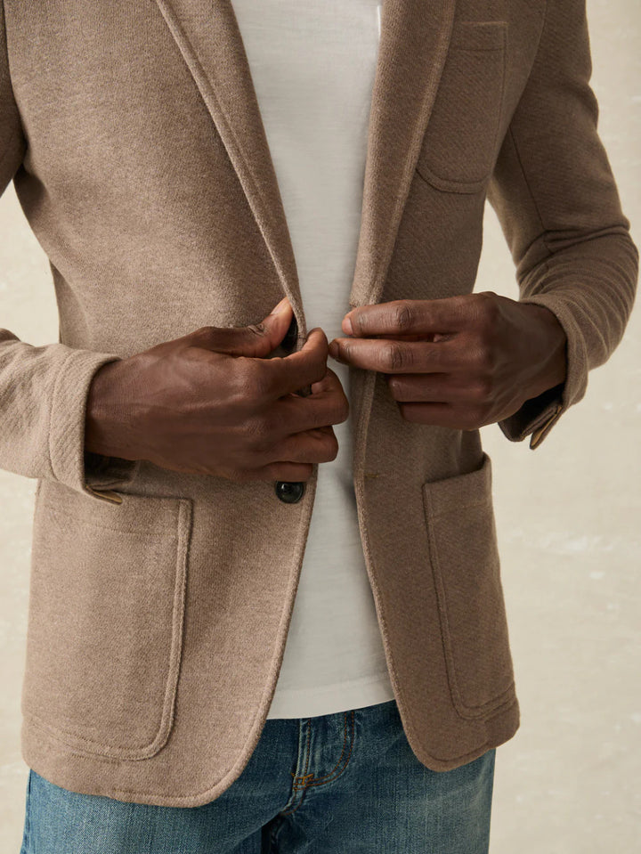 Faherty Inlet Knit Blazer: Walnut Melange