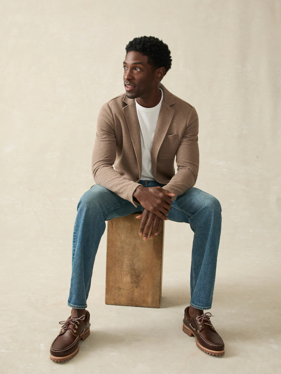 Faherty Inlet Knit Blazer: Walnut Melange