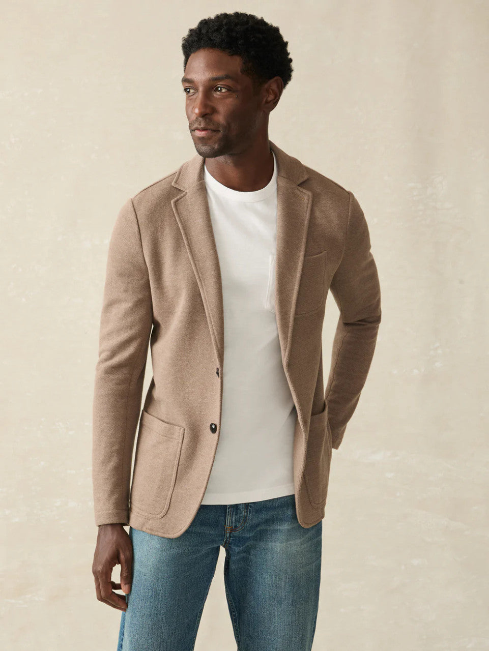 Faherty Inlet Knit Blazer: Walnut Melange