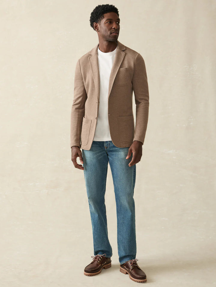 Faherty Inlet Knit Blazer: Walnut Melange