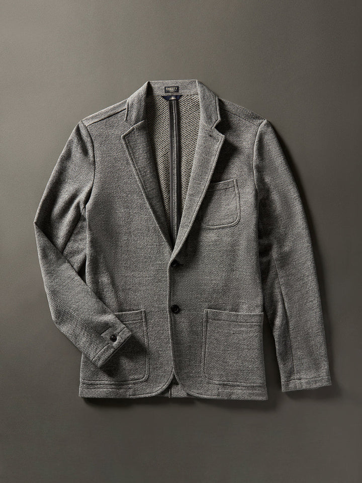 Faherty Inlet Knit Blazer: Medium Grey Melange