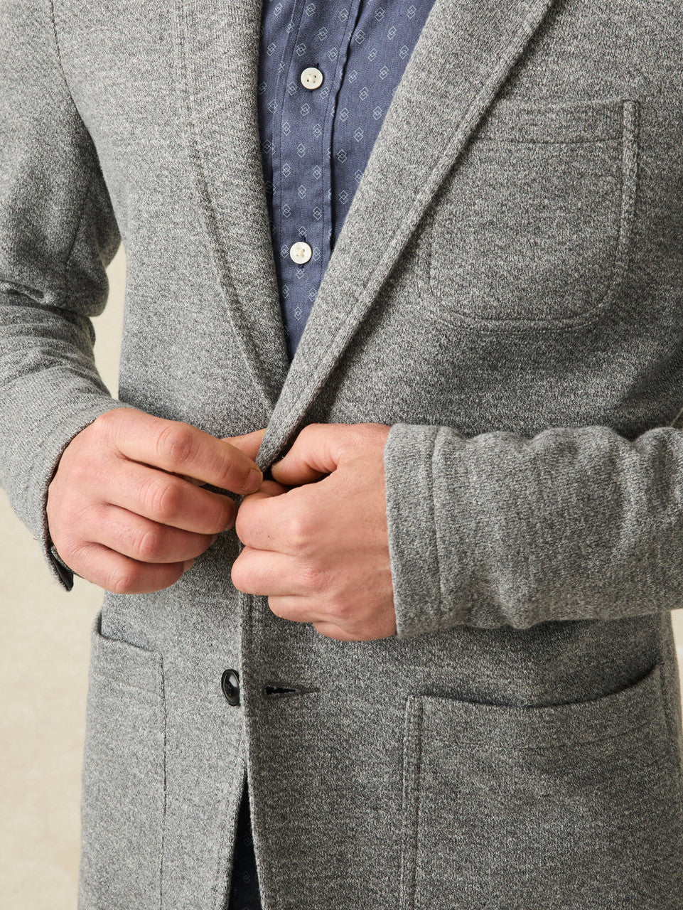 Faherty Inlet Knit Blazer: Medium Grey Melange