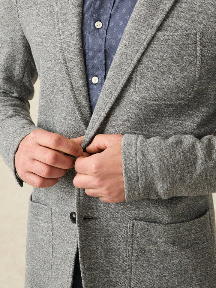 Faherty Inlet Knit Blazer: Medium Grey Melange