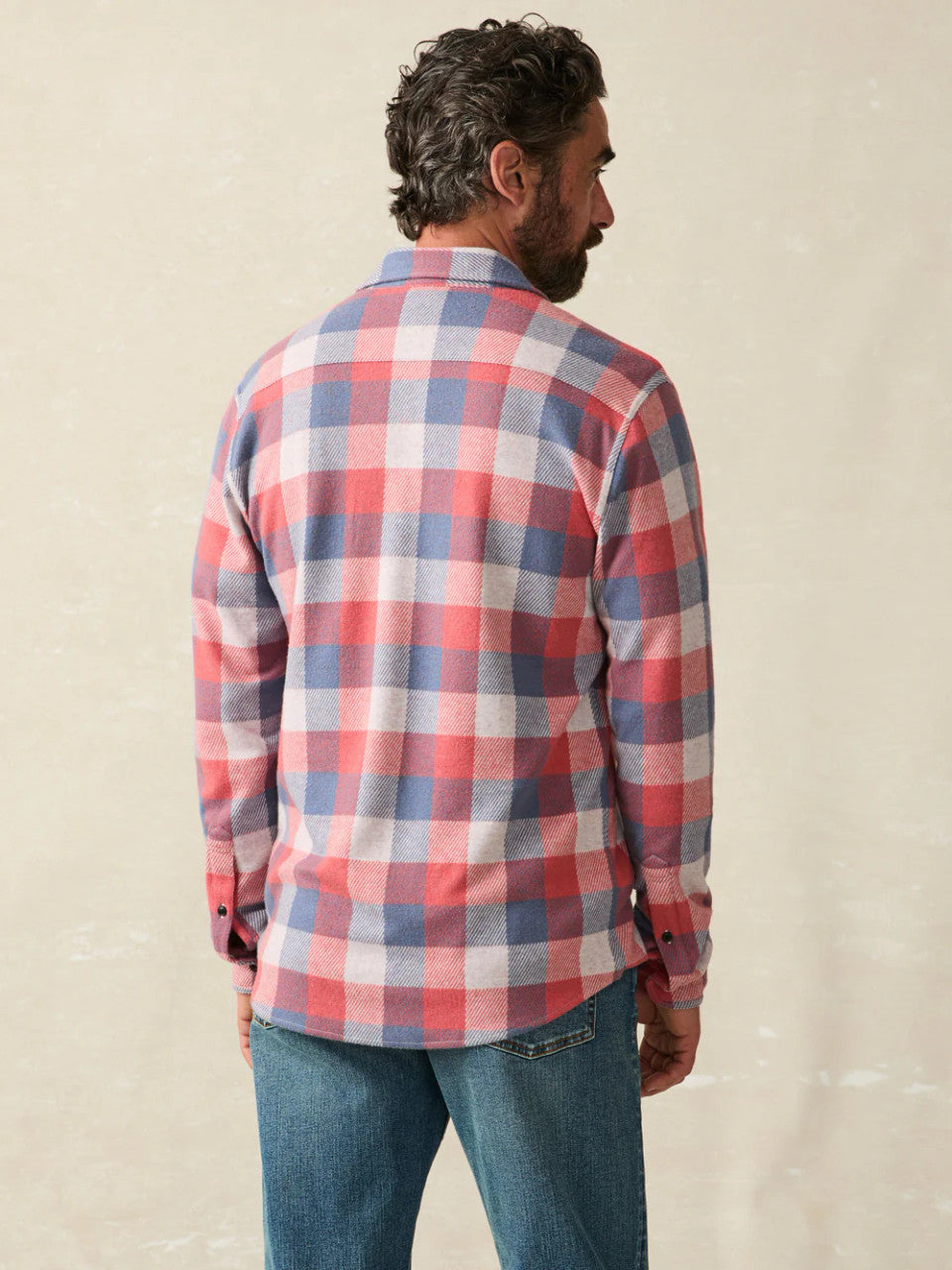 Faherty Legend™ Sweater Shirt: Cherry Blue Buffalo