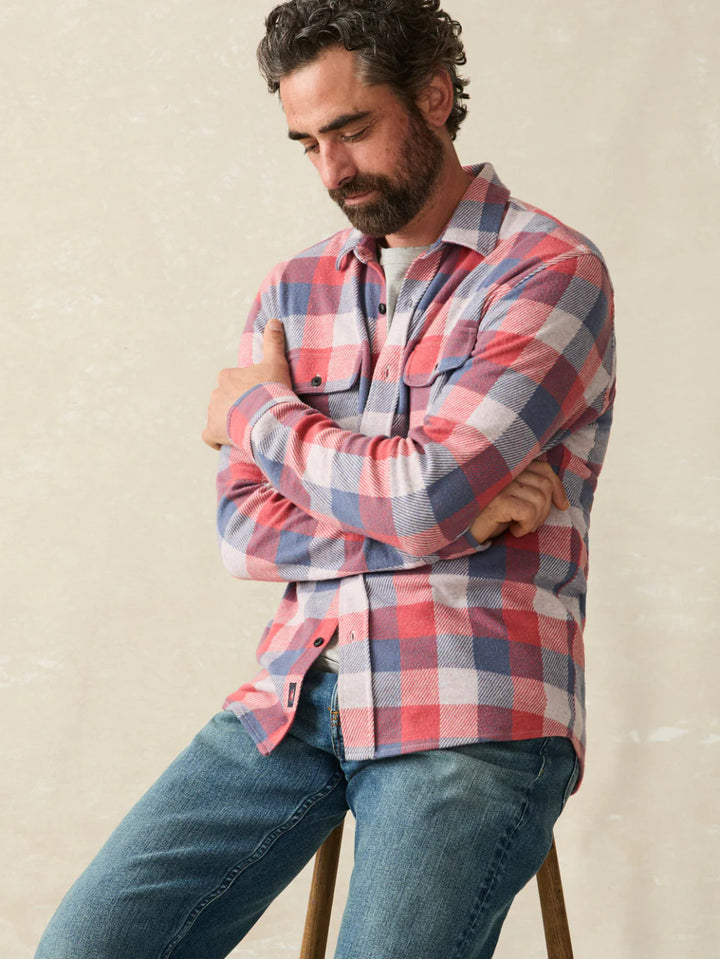 Faherty Legend™ Sweater Shirt: Cherry Blue Buffalo