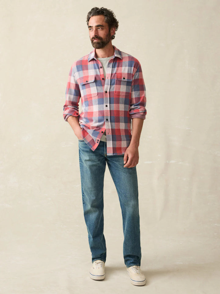 Faherty Legend™ Sweater Shirt: Cherry Blue Buffalo