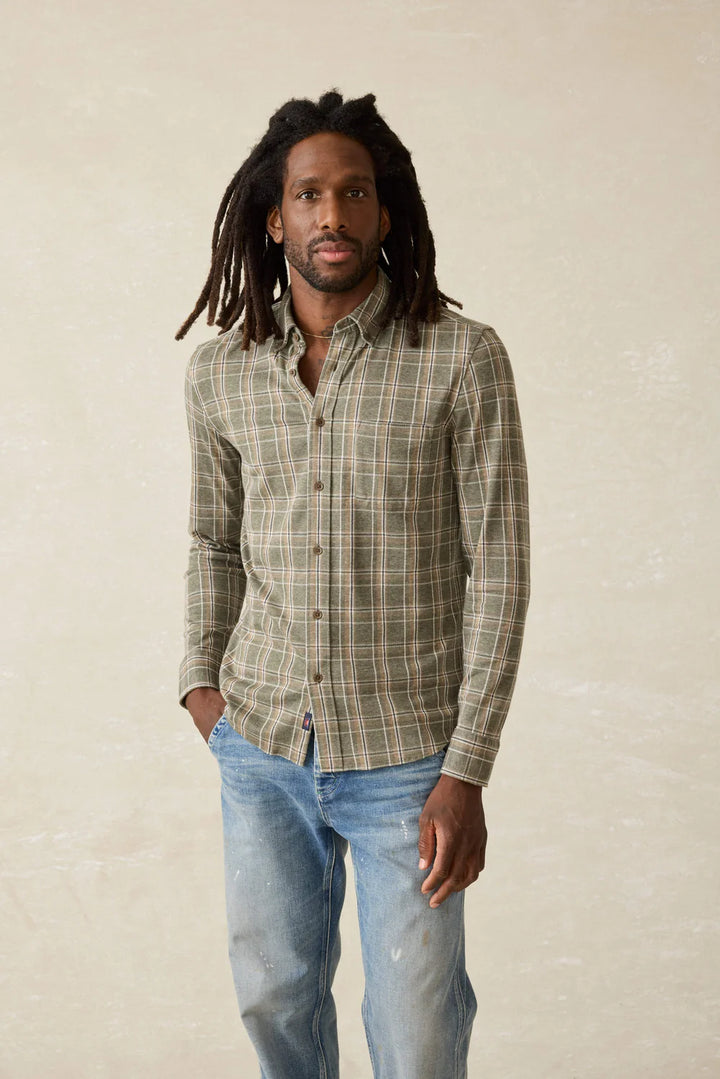 Faherty Coastline Knit Shirt: Pleasant Hill Plaid