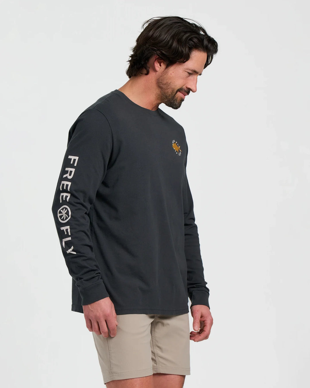 Free Fly Camo Permit Long Sleeve T-Shirt- Black Sand