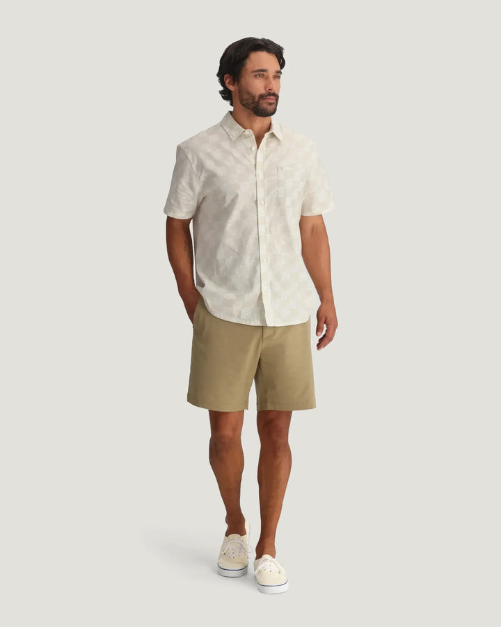 Free Fly Men's Harbor Short Sleeve Shirt: Sea Scallop Print Birch