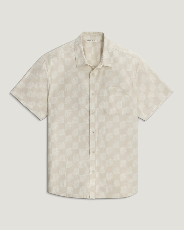 Free Fly Men's Harbor Short Sleeve Shirt: Sea Scallop Print Birch