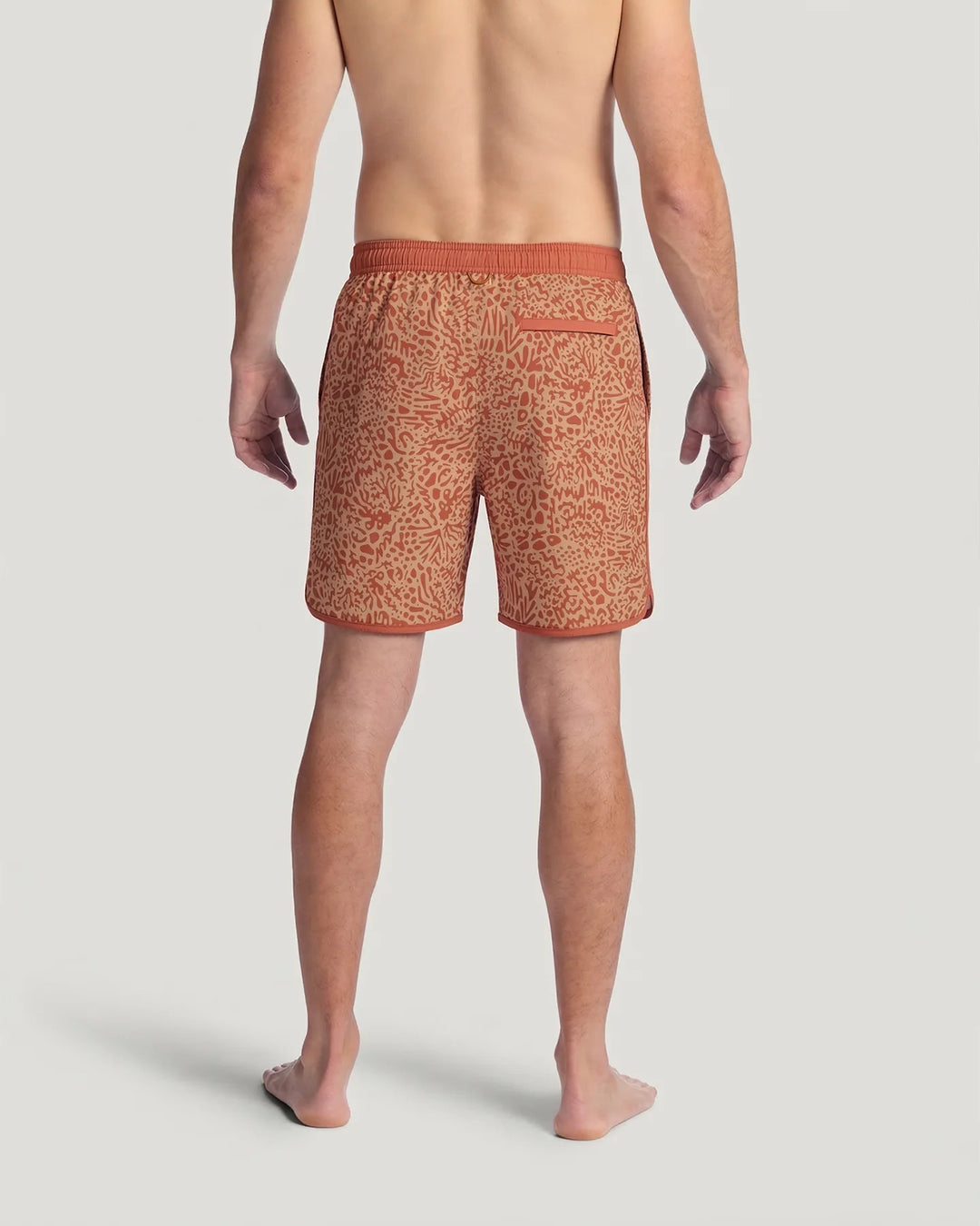 Free Fly Men's Lined Downshore Trunk: Drifter Print Red Clay