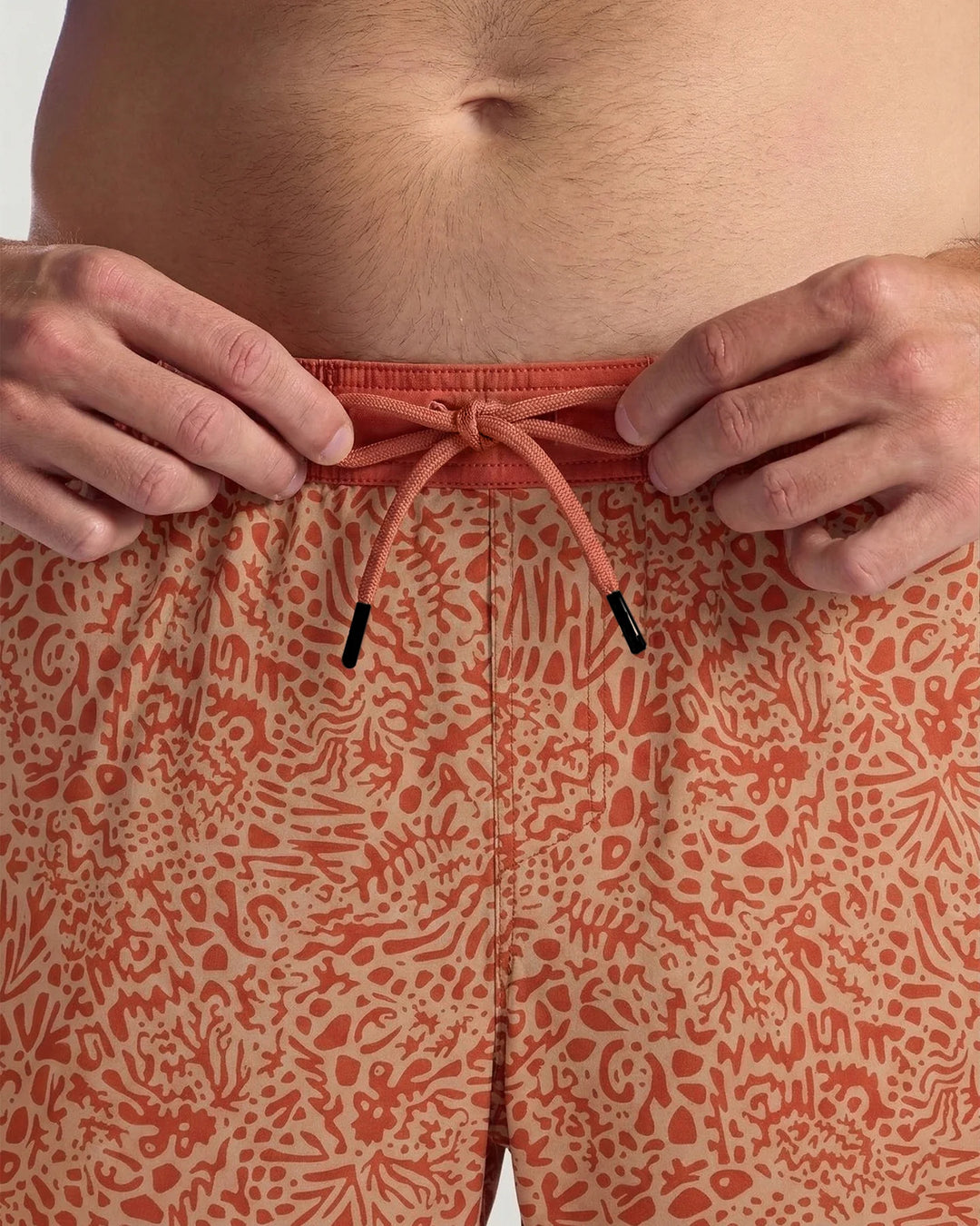 Free Fly Men's Lined Downshore Trunk: Drifter Print Red Clay