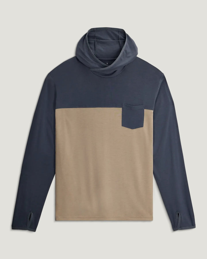 Free Fly Men's Bamboo Hybrid Hoodie: Storm Cloud/Desert Tan