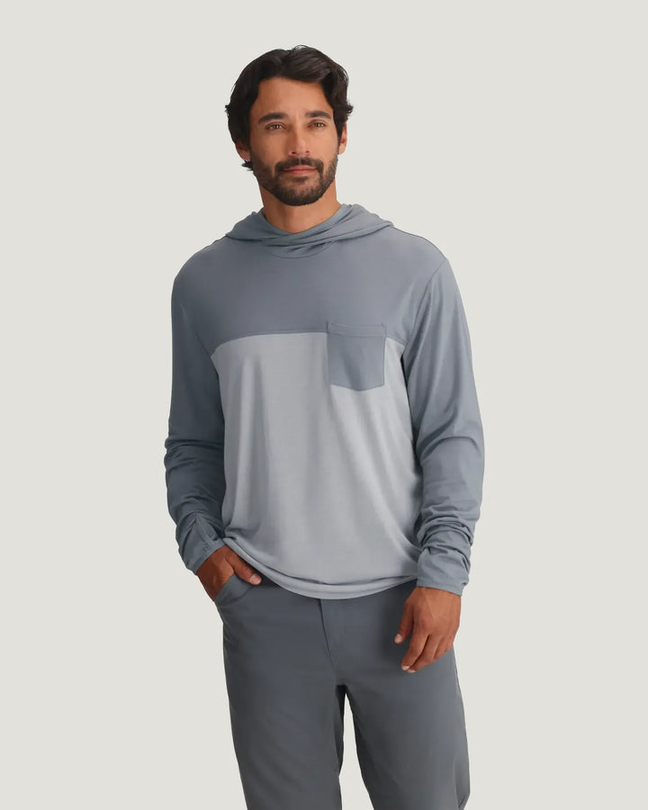 Free Fly Men's Bamboo Hybrid Hoodie: Slate/Aspen Grey